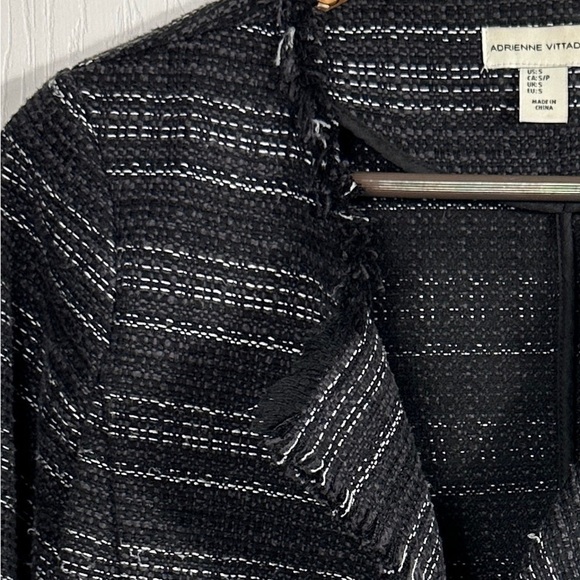 Adrienne Vittadini open front jacket, size small, black, raw edges, spring - Picture 2 of 10